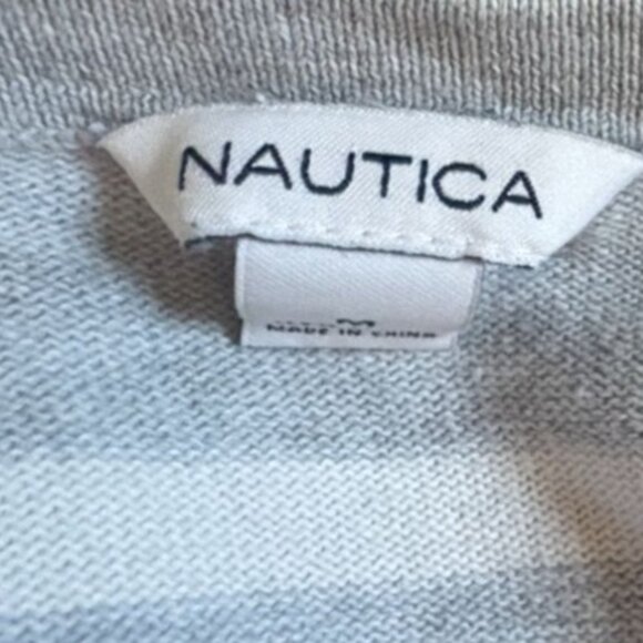Nautica Womens Striped Wrap Cardigan-Gray-Medium-GUC - Picture 4 of 6